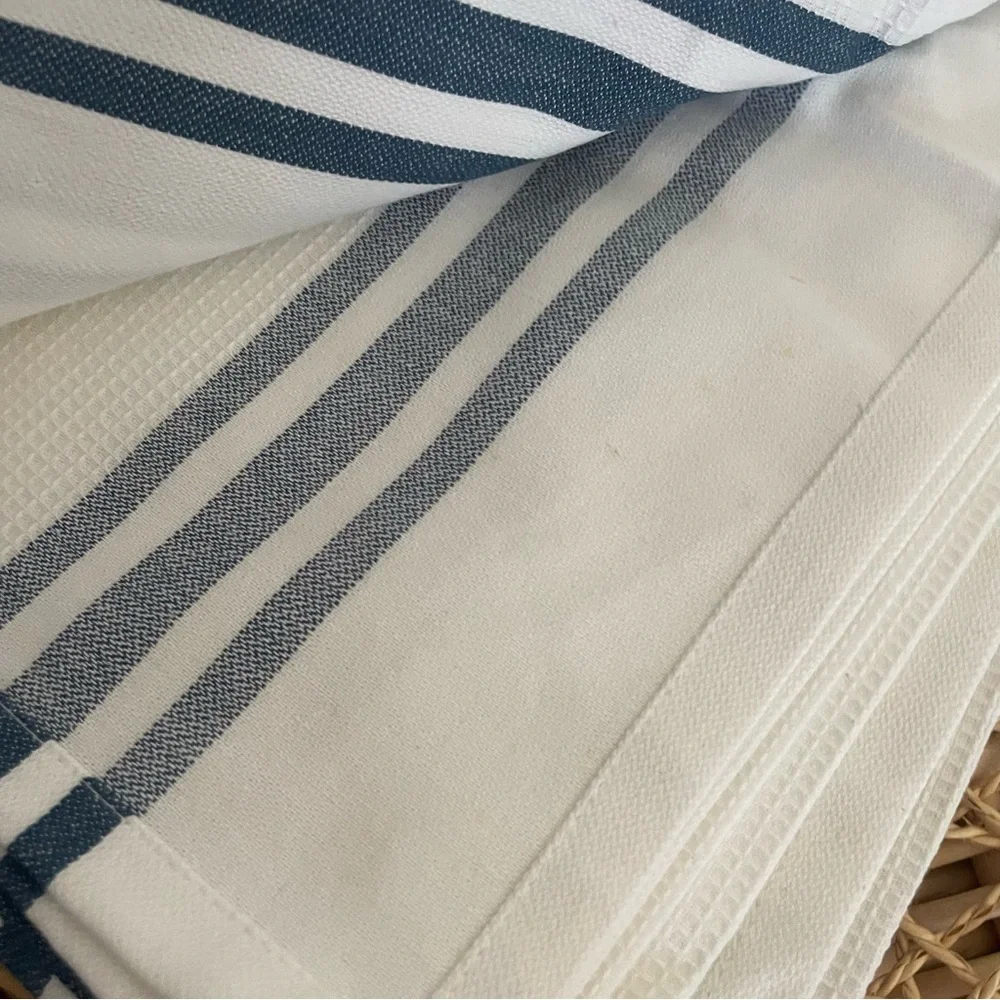 The Gourmet Collection Blue & White Striped Kitchen Towels Set of 2 NWT